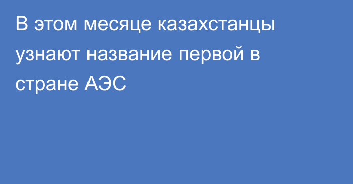 В этом месяце казахстанцы узнают название первой в стране АЭС