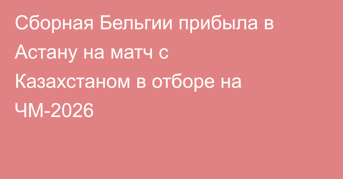 Сборная Бельгии прибыла в Астану на матч с Казахстаном в отборе на ЧМ-2026
