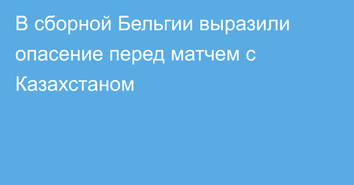 В сборной Бельгии выразили опасение перед матчем с Казахстаном