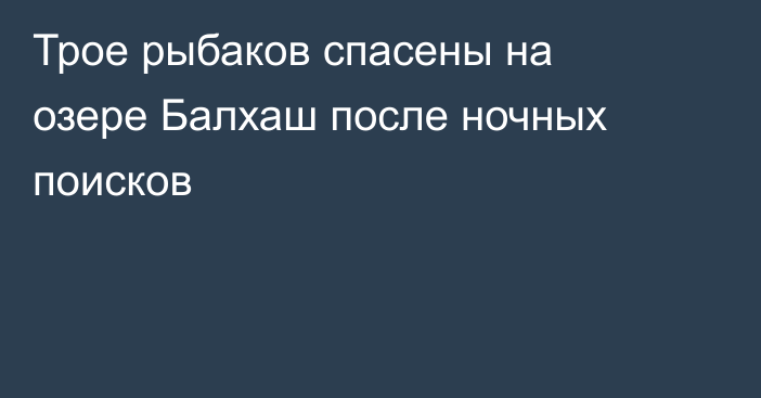 Трое рыбаков спасены на озере Балхаш после ночных поисков