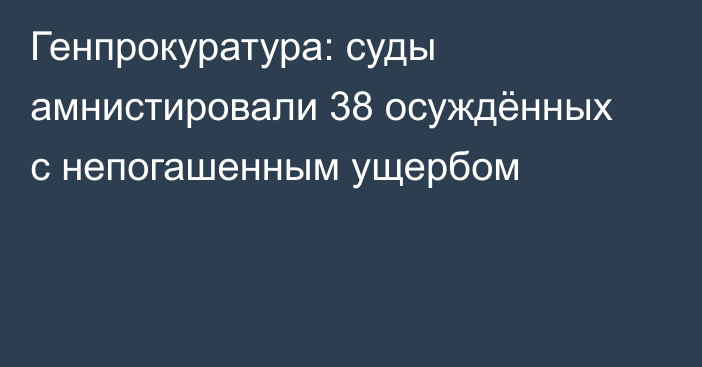 Генпрокуратура: суды амнистировали 38 осуждённых с непогашенным ущербом