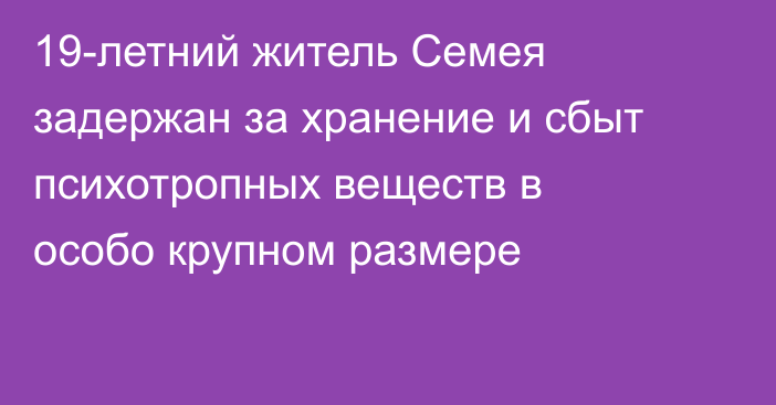 19-летний житель Семея задержан за хранение и сбыт психотропных веществ в особо крупном размере