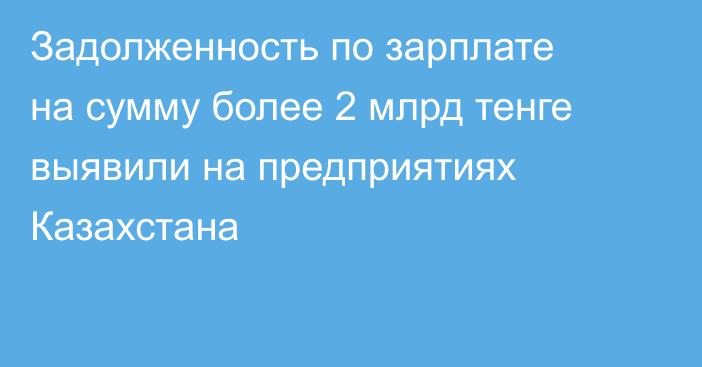 Задолженность по зарплате на сумму более 2 млрд тенге выявили на предприятиях Казахстана