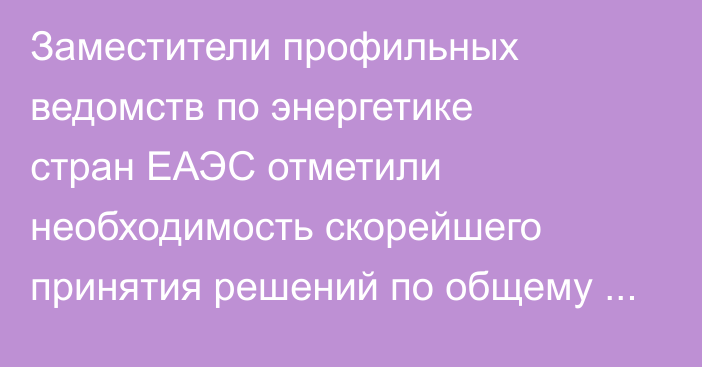 Заместители профильных ведомств по энергетике стран ЕАЭС отметили необходимость скорейшего принятия решений по общему рынку нефтепродуктов