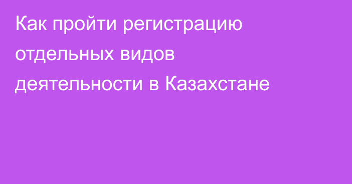 Как пройти регистрацию отдельных видов деятельности в Казахстане