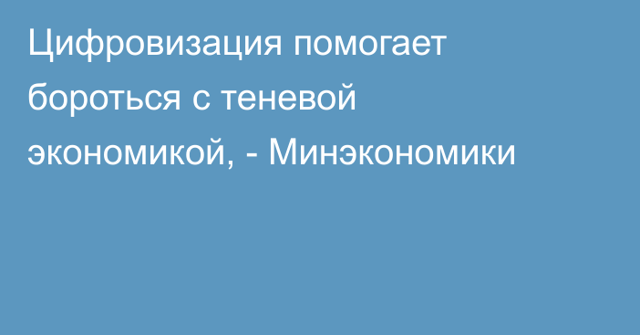Цифровизация помогает бороться с теневой экономикой, - Минэкономики