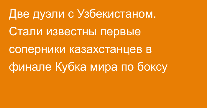 Две дуэли с Узбекистаном. Стали известны первые соперники казахстанцев в финале Кубка мира по боксу