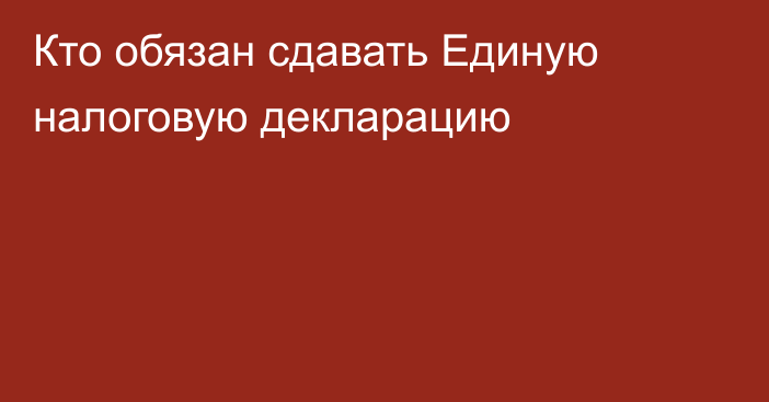 Кто обязан сдавать Единую налоговую декларацию