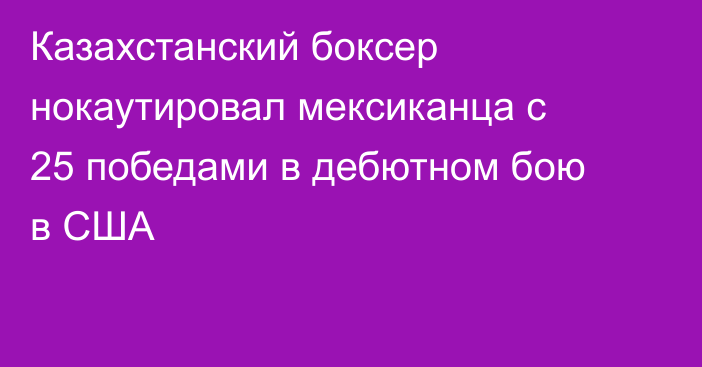Казахстанский боксер нокаутировал мексиканца с 25 победами в дебютном бою в США