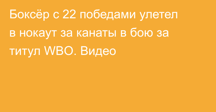 Боксёр с 22 победами улетел в нокаут за канаты в бою за титул WBO. Видео