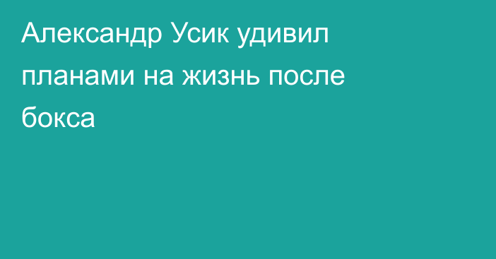 Александр Усик удивил планами на жизнь после бокса