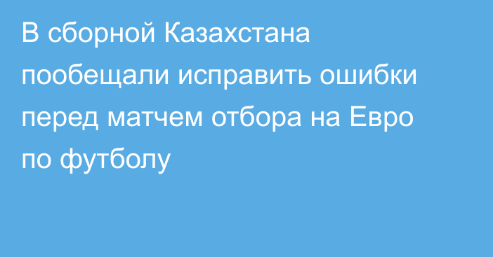 В сборной Казахстана пообещали исправить ошибки перед матчем отбора на Евро по футболу