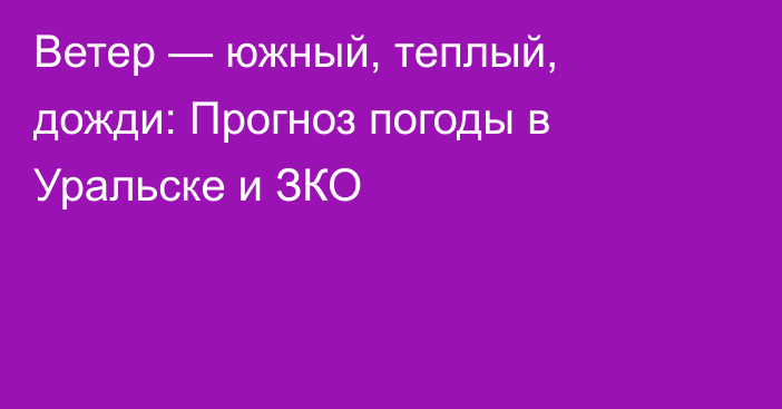 Ветер — южный, теплый, дожди: Прогноз погоды в Уральске и ЗКО