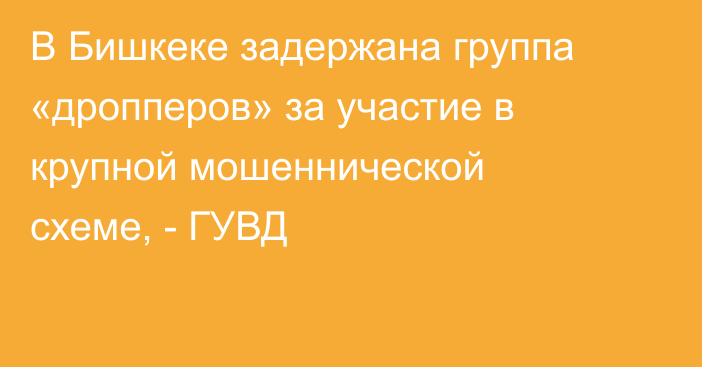 В Бишкеке задержана группа «дропперов» за участие в крупной мошеннической схеме, - ГУВД