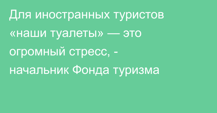 Для иностранных туристов «наши туалеты» — это огромный стресс, - начальник Фонда туризма