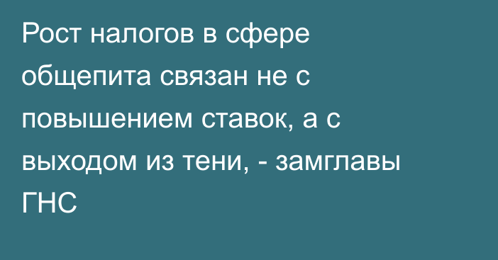 Рост налогов в сфере общепита связан не с повышением ставок, а с выходом из тени, - замглавы ГНС