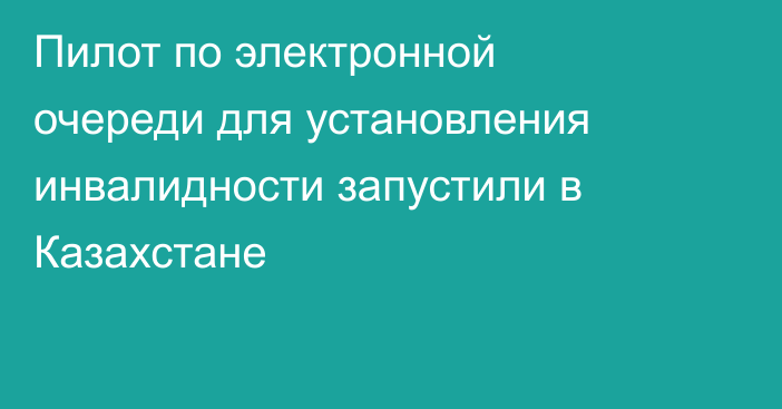 Пилот по электронной очереди для установления инвалидности запустили в Казахстане