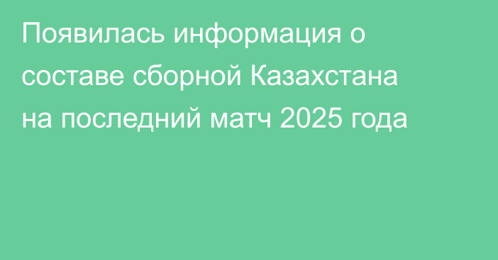 Появилась информация о составе сборной Казахстана на последний матч 2025 года