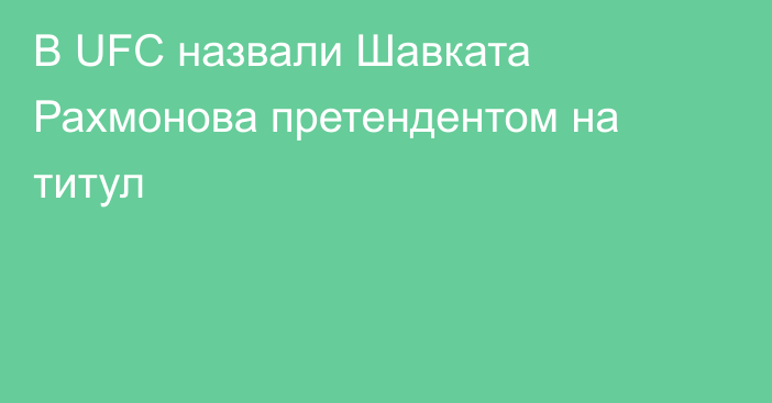 В UFC назвали Шавката Рахмонова претендентом на титул