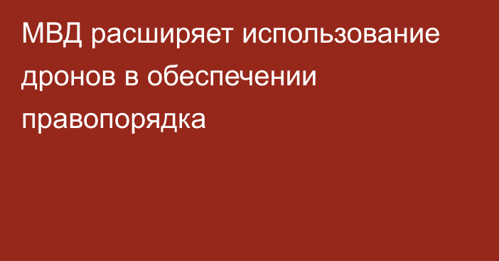 МВД расширяет использование дронов в обеспечении правопорядка