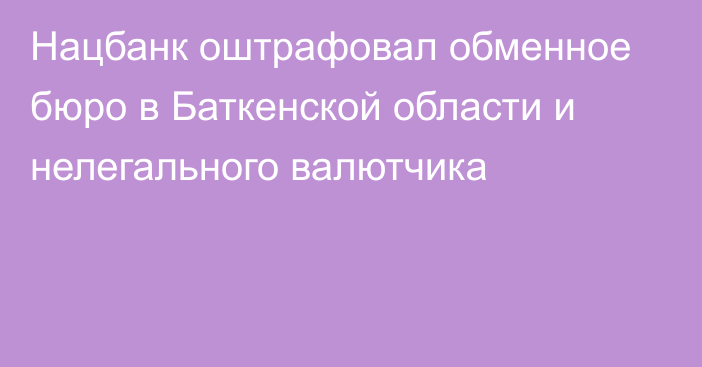 Нацбанк оштрафовал обменное бюро в Баткенской области и нелегального валютчика