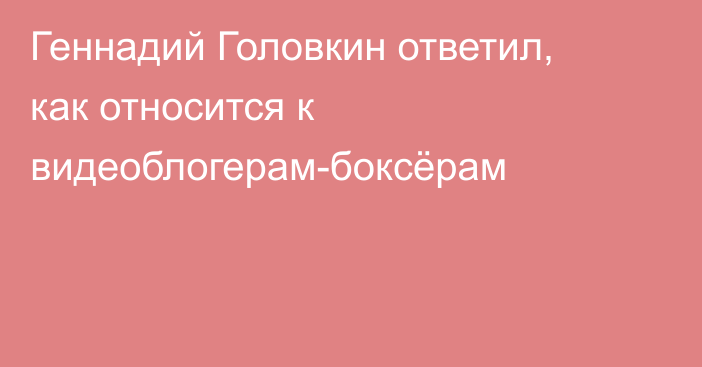 Геннадий Головкин ответил, как относится к видеоблогерам-боксёрам