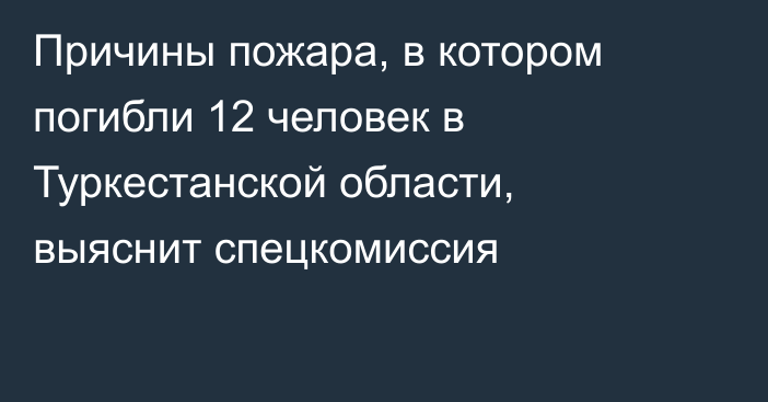 Причины пожара, в котором погибли 12 человек в Туркестанской области, выяснит спецкомиссия