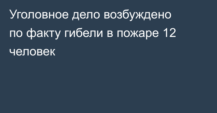 Уголовное дело возбуждено по факту гибели в пожаре 12 человек