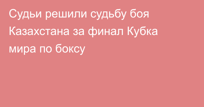 Судьи решили судьбу боя Казахстана за финал Кубка мира по боксу