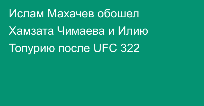Ислам Махачев обошел Хамзата Чимаева и Илию Топурию после UFC 322