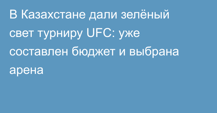 В Казахстане дали зелёный свет турниру UFC: уже составлен бюджет и выбрана арена