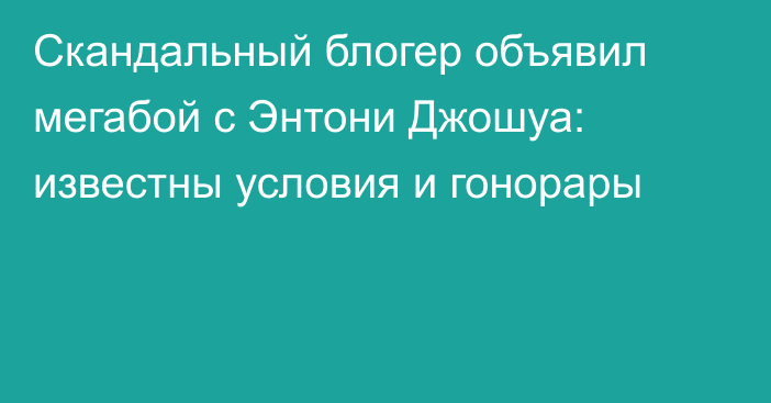 Скандальный блогер объявил мегабой с Энтони Джошуа: известны условия и гонорары