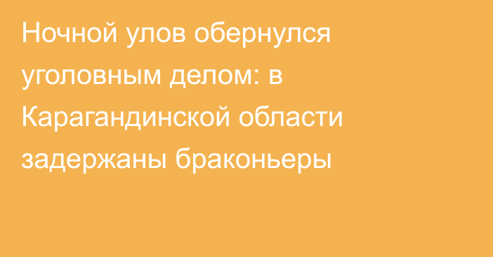 Ночной улов обернулся уголовным делом: в Карагандинской области задержаны браконьеры