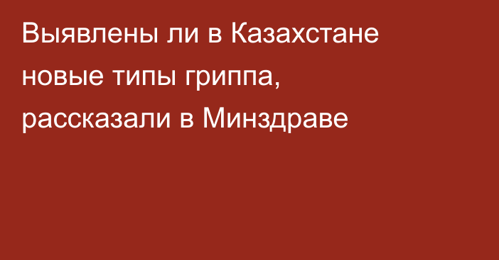 Выявлены ли в Казахстане новые типы гриппа, рассказали в Минздраве