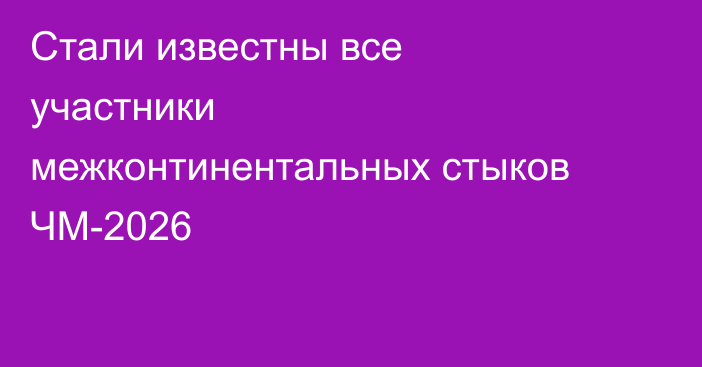 Стали известны все участники межконтинентальных стыков ЧМ-2026