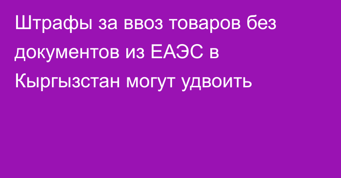 Штрафы за ввоз товаров без документов из ЕАЭС в Кыргызстан могут удвоить
