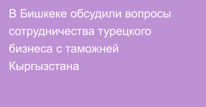 В Бишкеке обсудили вопросы сотрудничества турецкого бизнеса с таможней Кыргызстана
