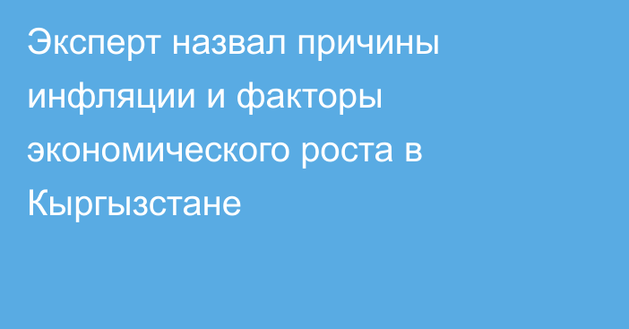 Эксперт назвал причины инфляции и факторы экономического роста в Кыргызстане