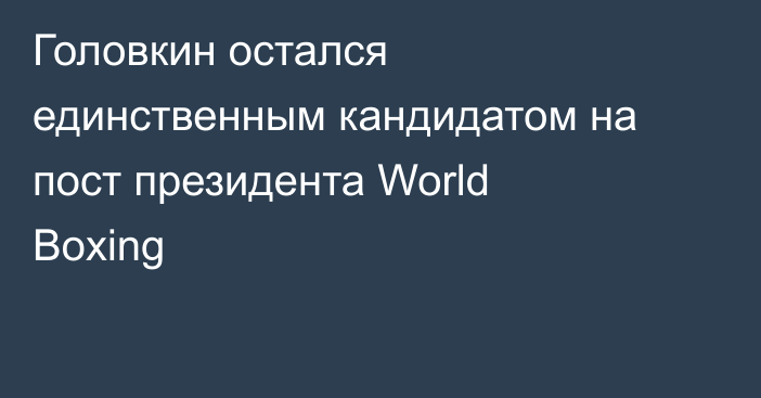 Головкин остался единственным кандидатом на пост президента World Boxing