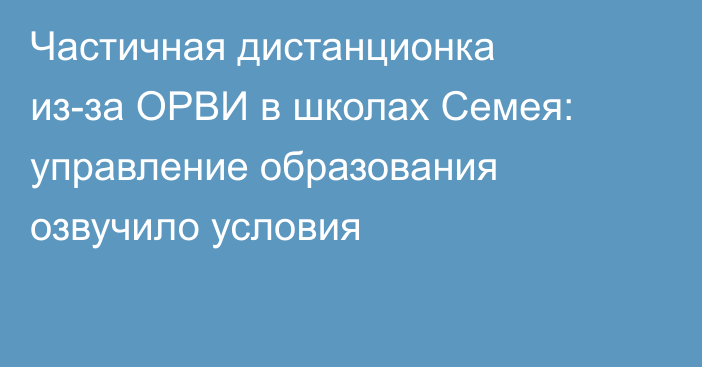 Частичная дистанционка из-за ОРВИ в школах Семея: управление образования озвучило условия