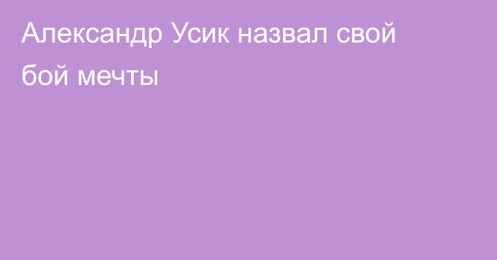 Александр Усик назвал свой бой мечты