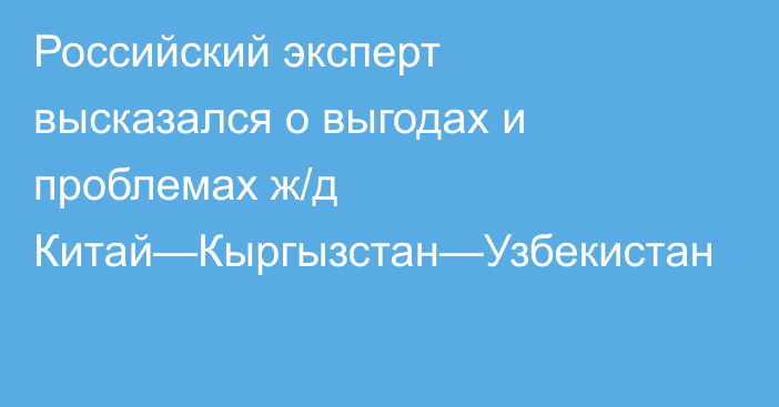 Российский эксперт высказался о выгодах и проблемах ж/д Китай—Кыргызстан—Узбекистан