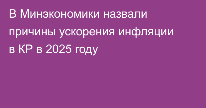 В Минэкономики назвали причины ускорения инфляции в КР в 2025 году