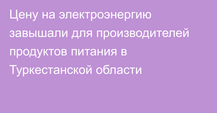 Цену на электроэнергию завышали для производителей продуктов питания в Туркестанской области