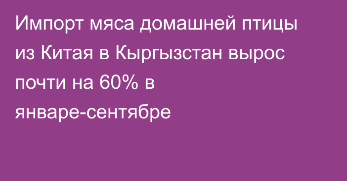 Импорт мяса домашней птицы из Китая в Кыргызстан вырос почти на 60% в январе-сентябре