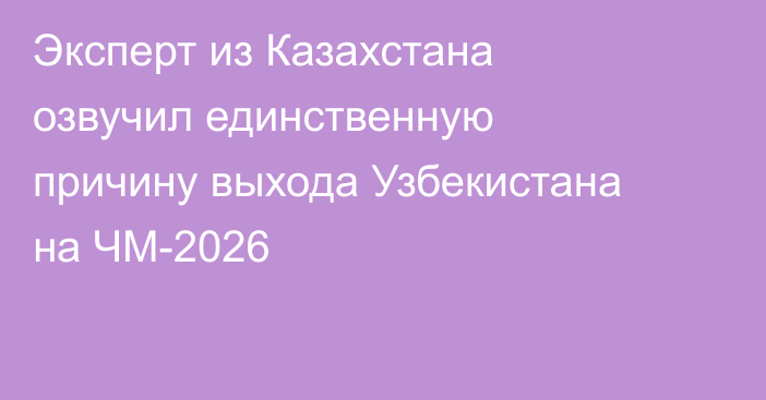 Эксперт из Казахстана озвучил единственную причину выхода Узбекистана на ЧМ-2026