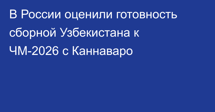В России оценили готовность сборной Узбекистана к ЧМ-2026 с Каннаваро