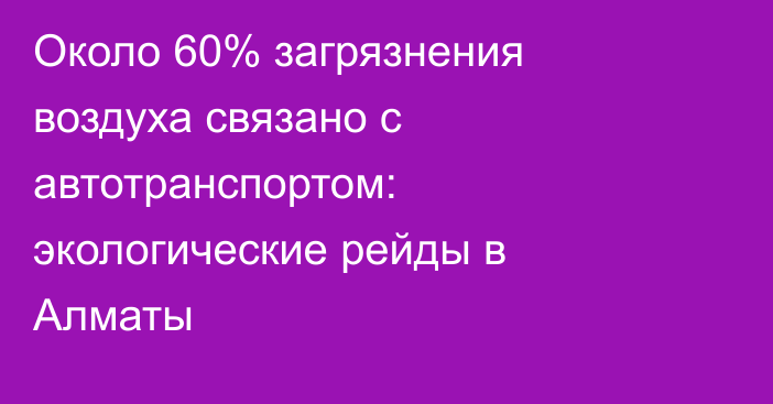 Около 60% загрязнения воздуха связано с автотранспортом: экологические рейды в Алматы