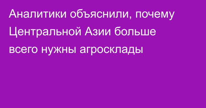 Аналитики объяснили, почему Центральной Азии больше всего нужны агросклады
