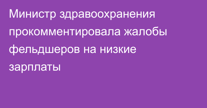 Министр здравоохранения прокомментировала жалобы фельдшеров на низкие зарплаты